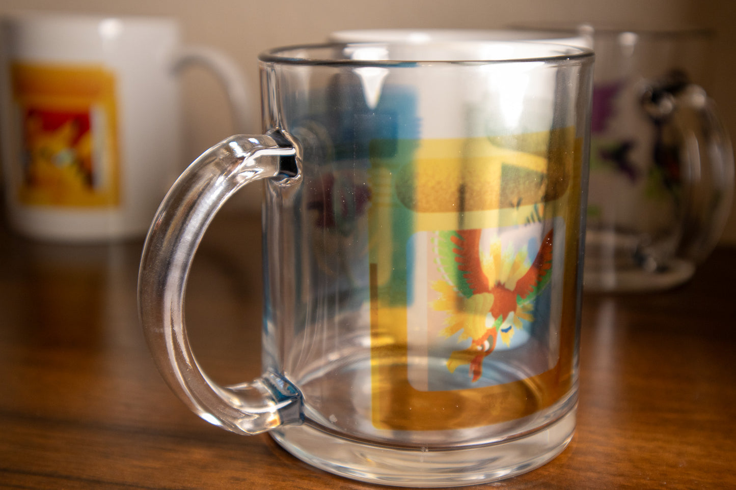 Gold Silver Crystal Cartridges Clear Glass Mug 11oz