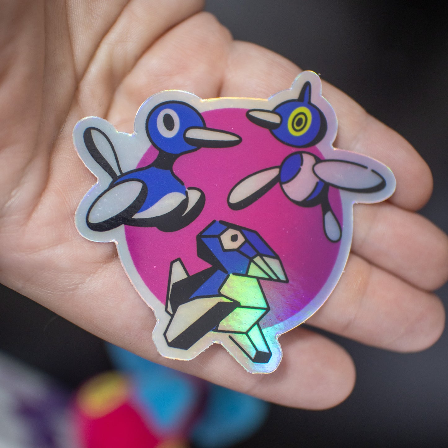 Holographic Shiny Porygon Fam Vinyl Sticker