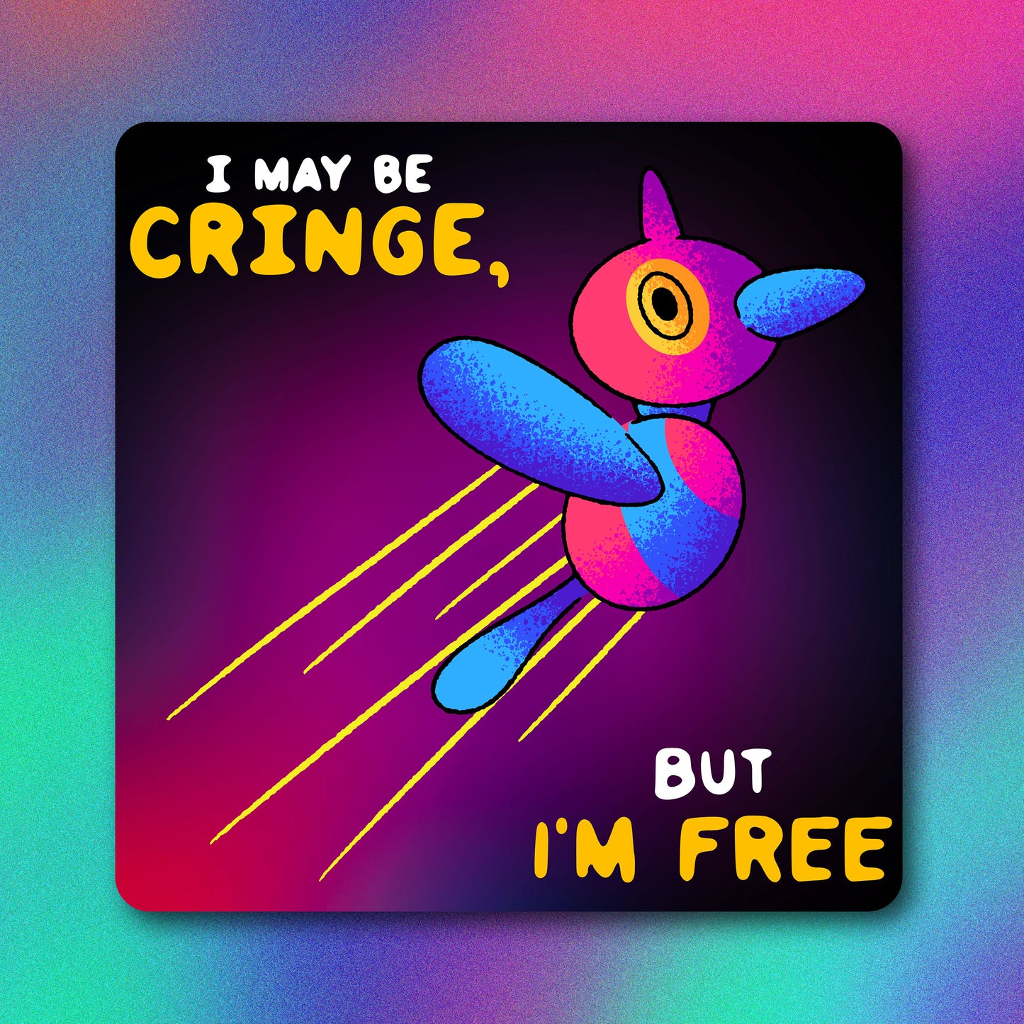 Porygon-z Cringe but Free Vinyl Sticker