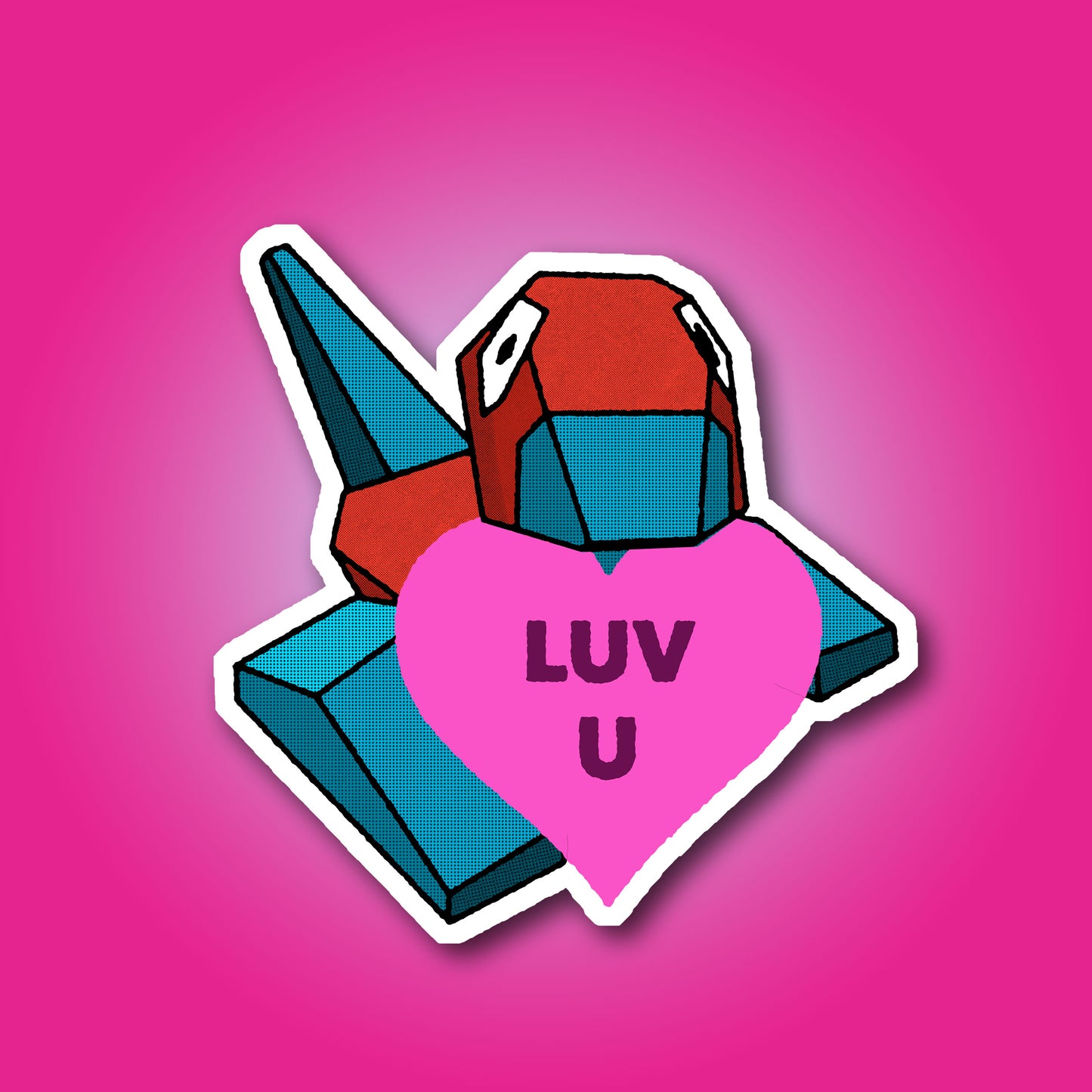 Custom Porygon Valentine's Day Vinyl Sticker