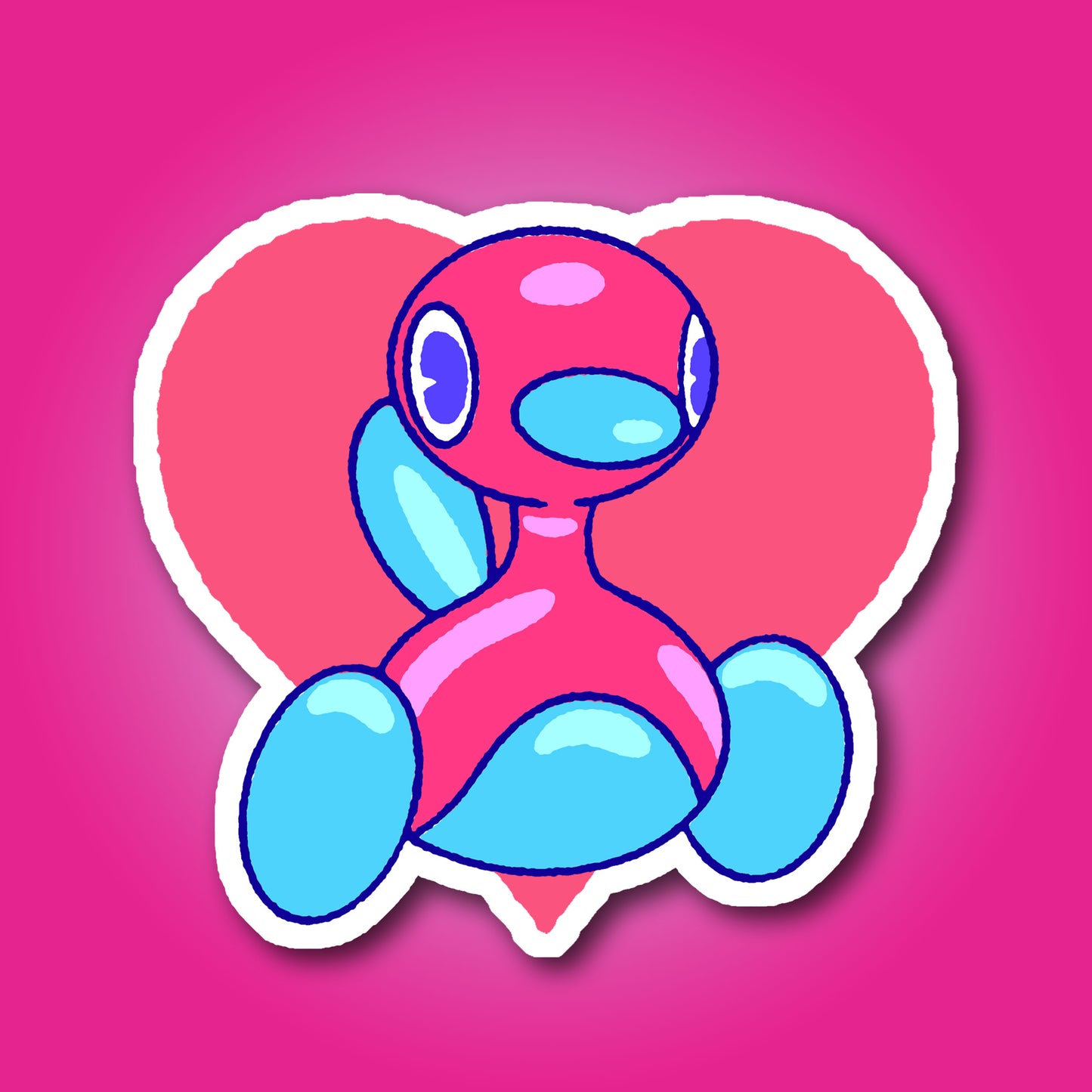 Porygon2 Valentine's Day Vinyl Sticker