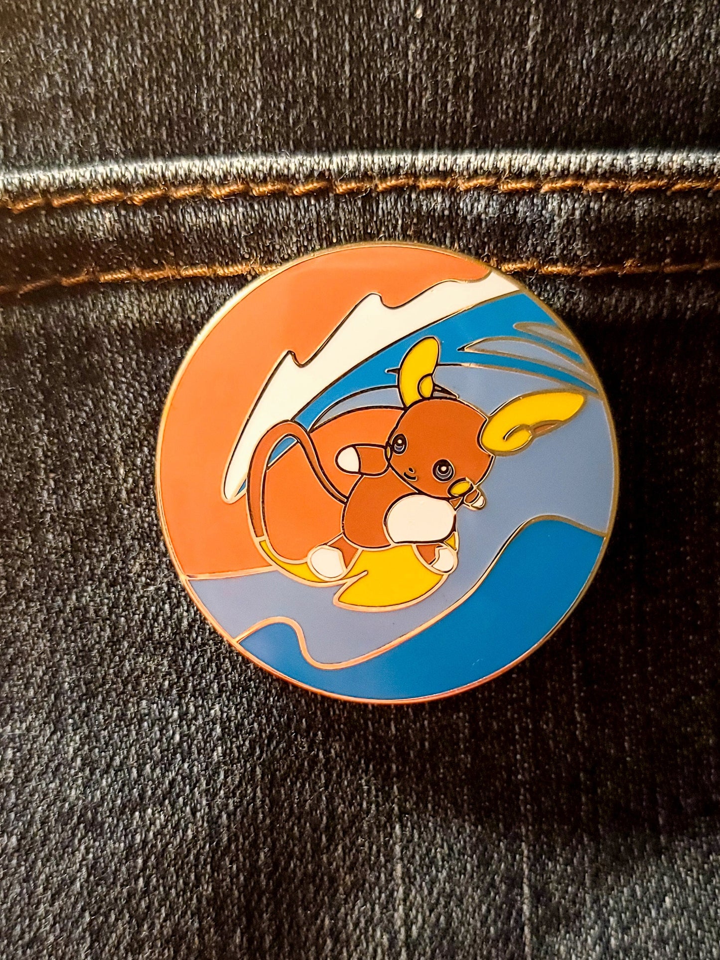 Surfing Electric Mouse Hard Enamel Lapel Pin