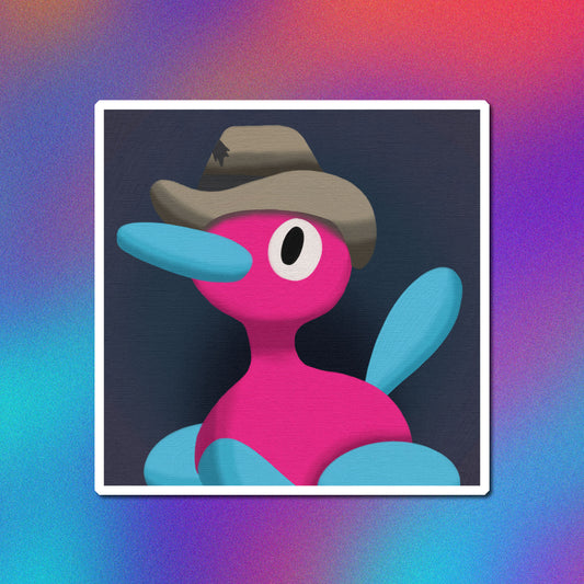 Porygon2 with Gray Felt Hat Vinyl Sticker