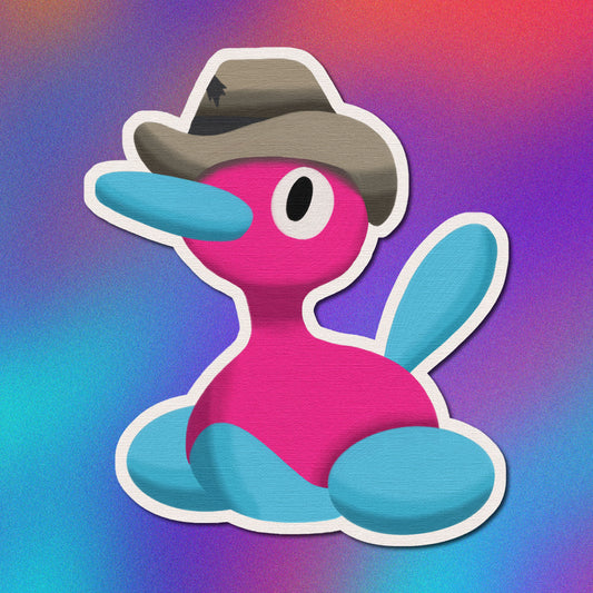 Porygon2 with Gray Felt Hat Vinyl Sticker