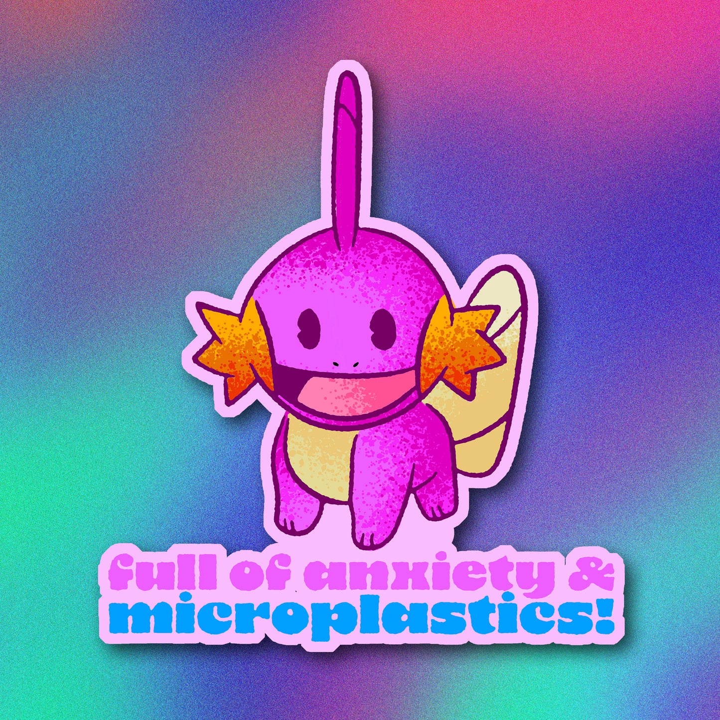 Shiny Mudkip Full of Anxiety & Microplastics Vinyl Sticker