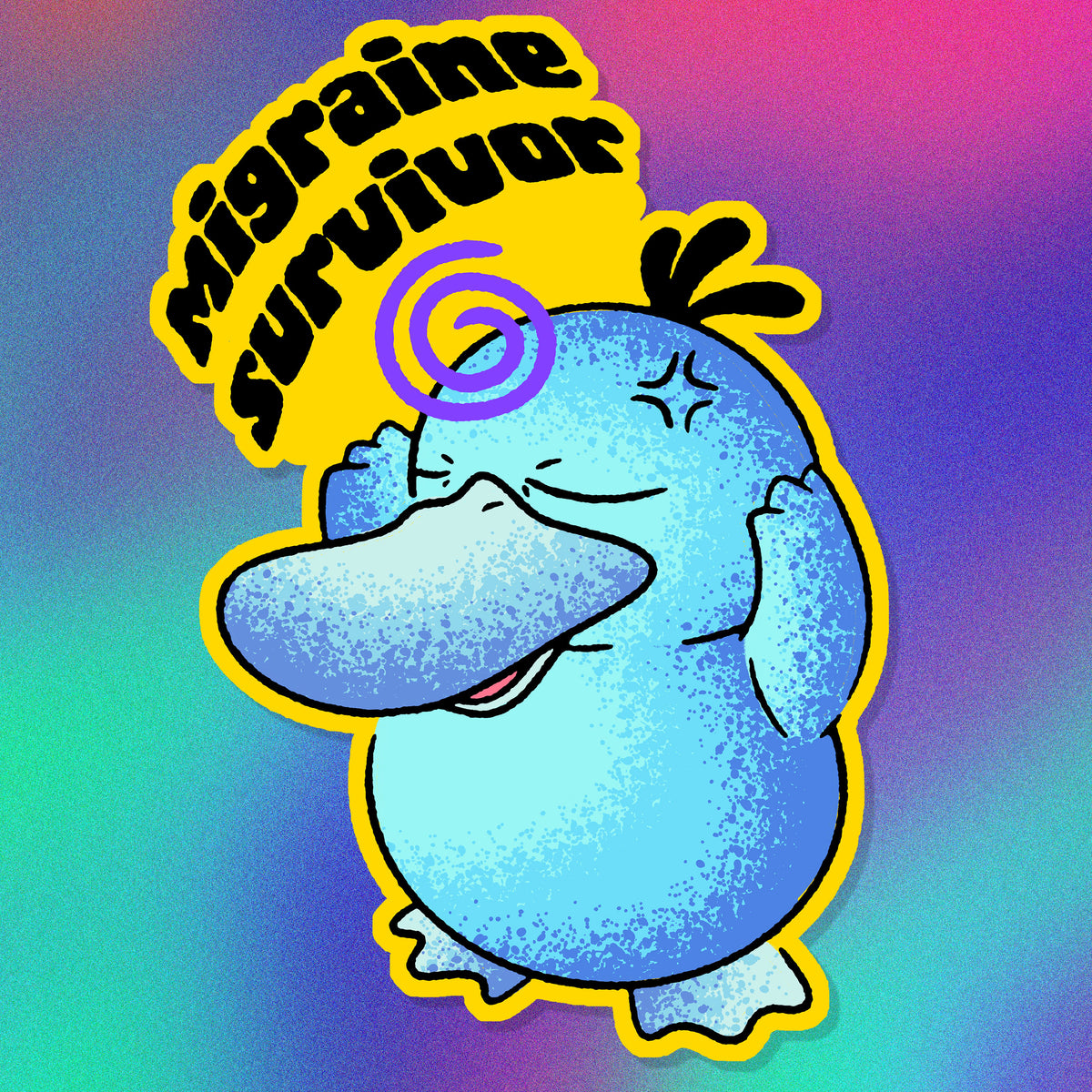 Shiny Psyduck Migraine Survivor Vinyl Sticker