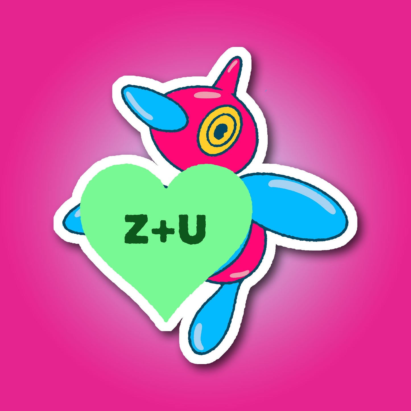 Custom Porygon-z Valentines Day Vinyl Sticker