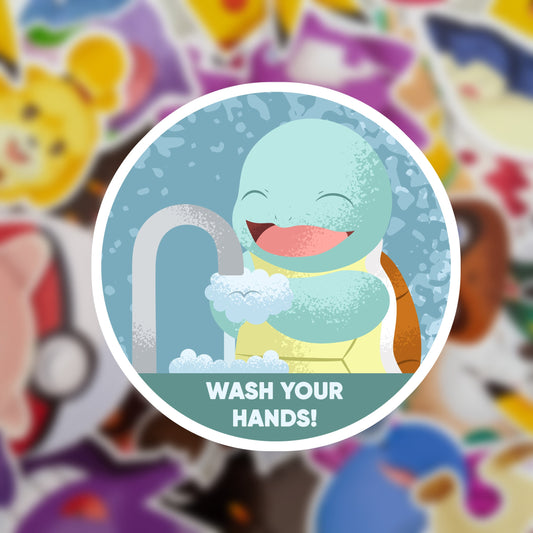 Wash Your Hands Turtle Vinyl Sticker