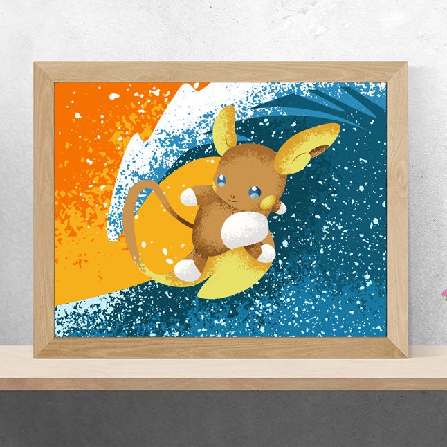 Surfing Electric Mouse Art Print